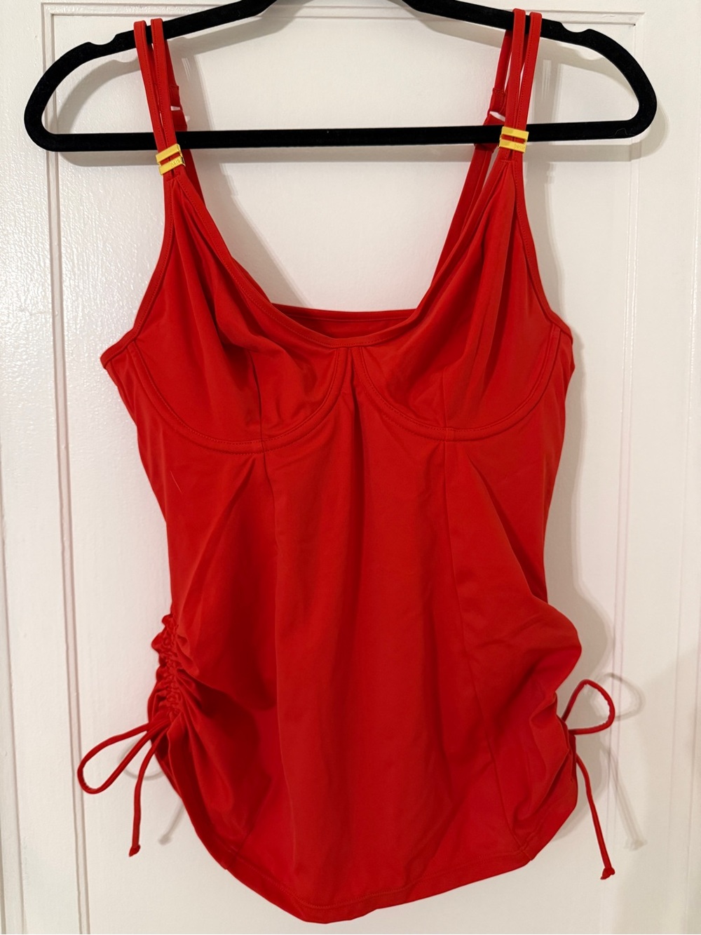 Panache Bright Red Ruched-Side Tankini Swim Top and mid rise Bottoms